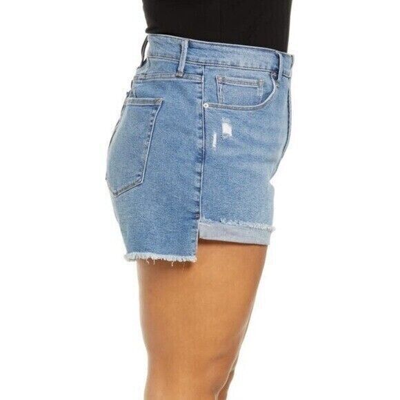 Good American GCSH127SC Wm Plus Sz 22 Blue Good Curve Hi-Waist Denim Shorts - Picture 10 of 11